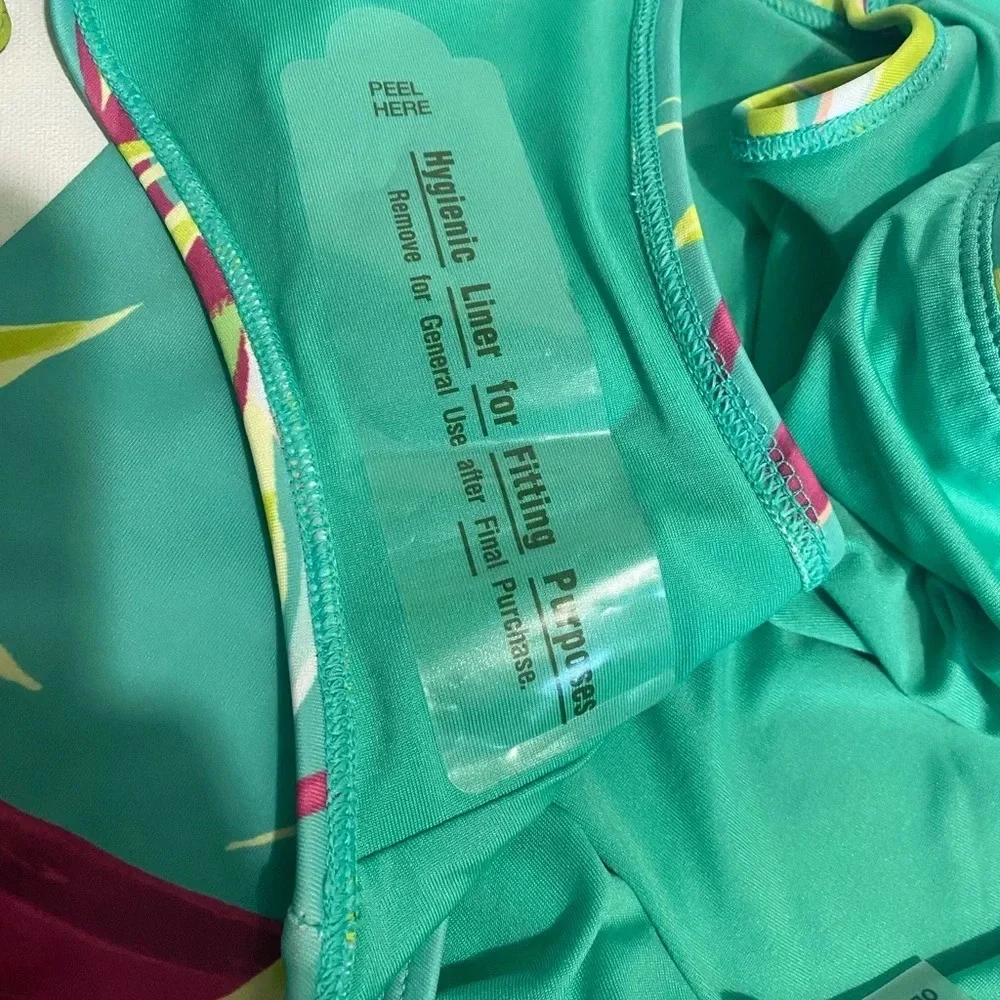 Old Navy Top & Bottom Swim Green Leaves Tropical Bright Colorful Size 4X Bikini